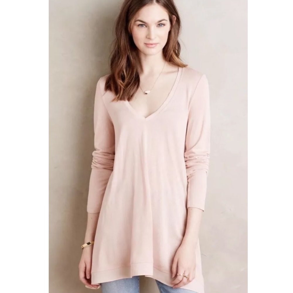 [Anthropologie Deletta] Pink V Neck Tunic Top